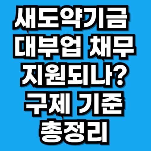 새도약기금 대부업 채무 지원되나｜사금융·불법추심 구제 기준