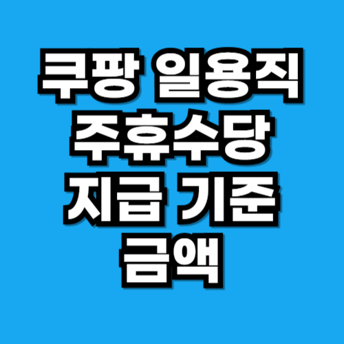 쿠팡 일용직 주휴수당