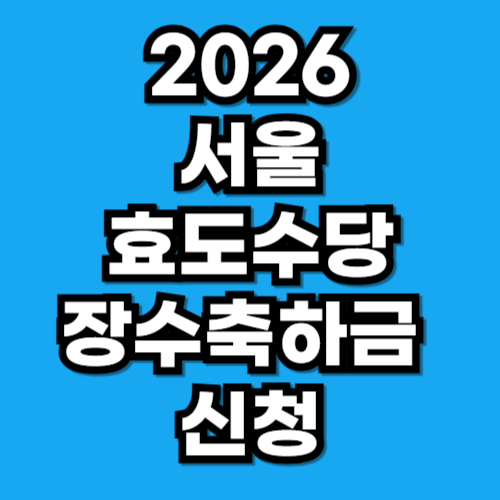 2026 서울 효도수당 장수축하금 신청 방법 자격 조건 총정리