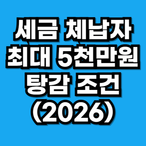 2026 생계형 체납자 납부의무 소멸 5천만원 탕감 조건