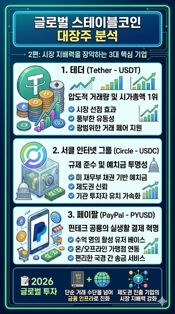 스테이블코인 대장주 TOP 3 인포그래픽 2026년 3월 기준