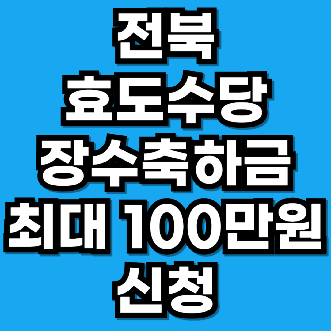 전북 효도수당 장수수당 최대 100만원 신청 방법 조건 나이