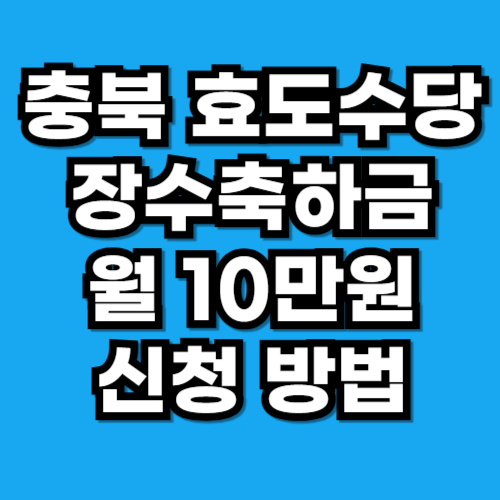 충청북도 효도수당 장수축하금 월 10만원 받는 법 (청주, 충주, 제천)